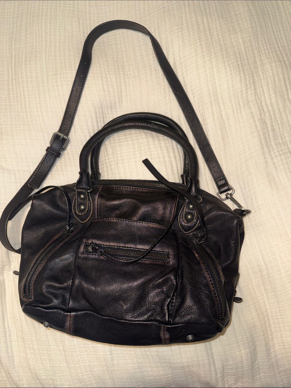 Free People Black Leather Satchel Bag - Picture 5 of 7